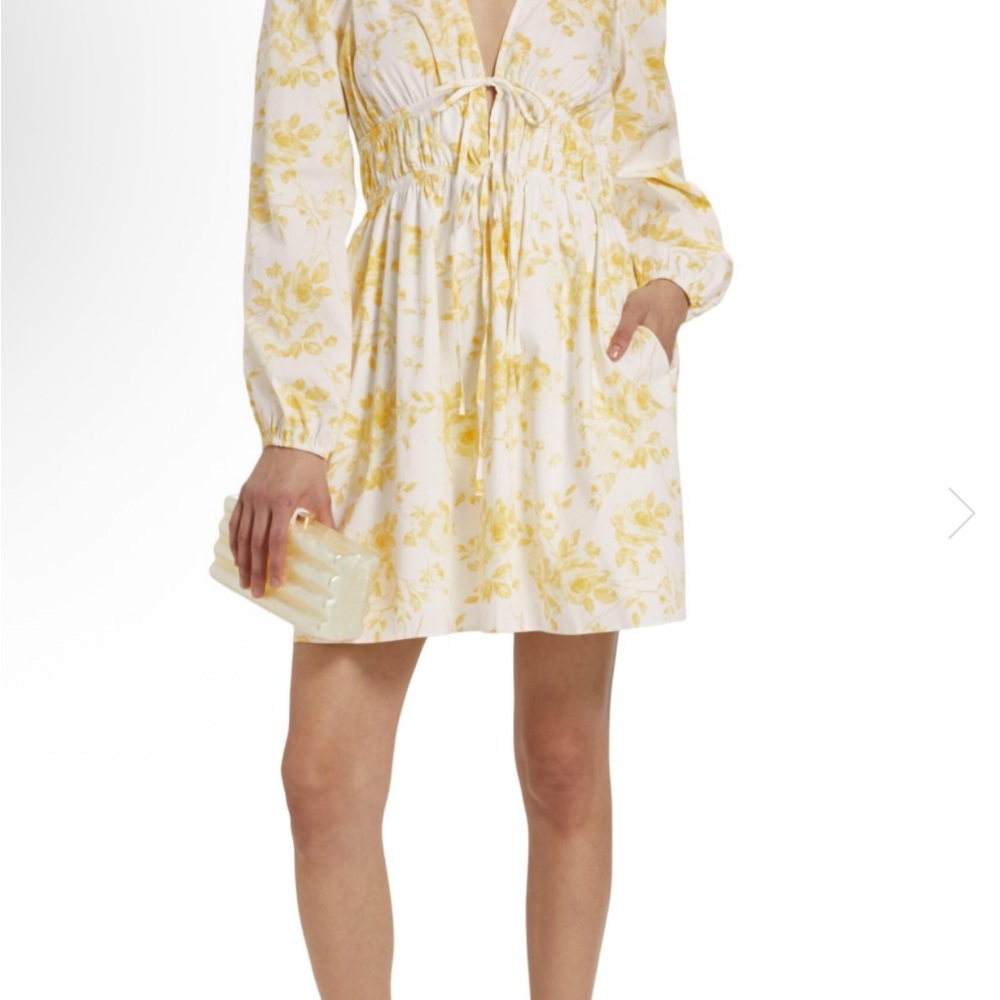 Wayf Yellow Floral Long Sleeve Dress